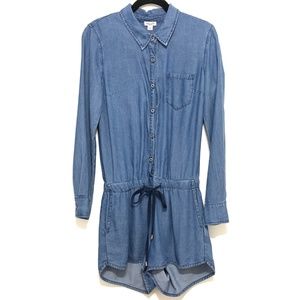 Splendid Chambray Long Sleeve Romper Size Medium